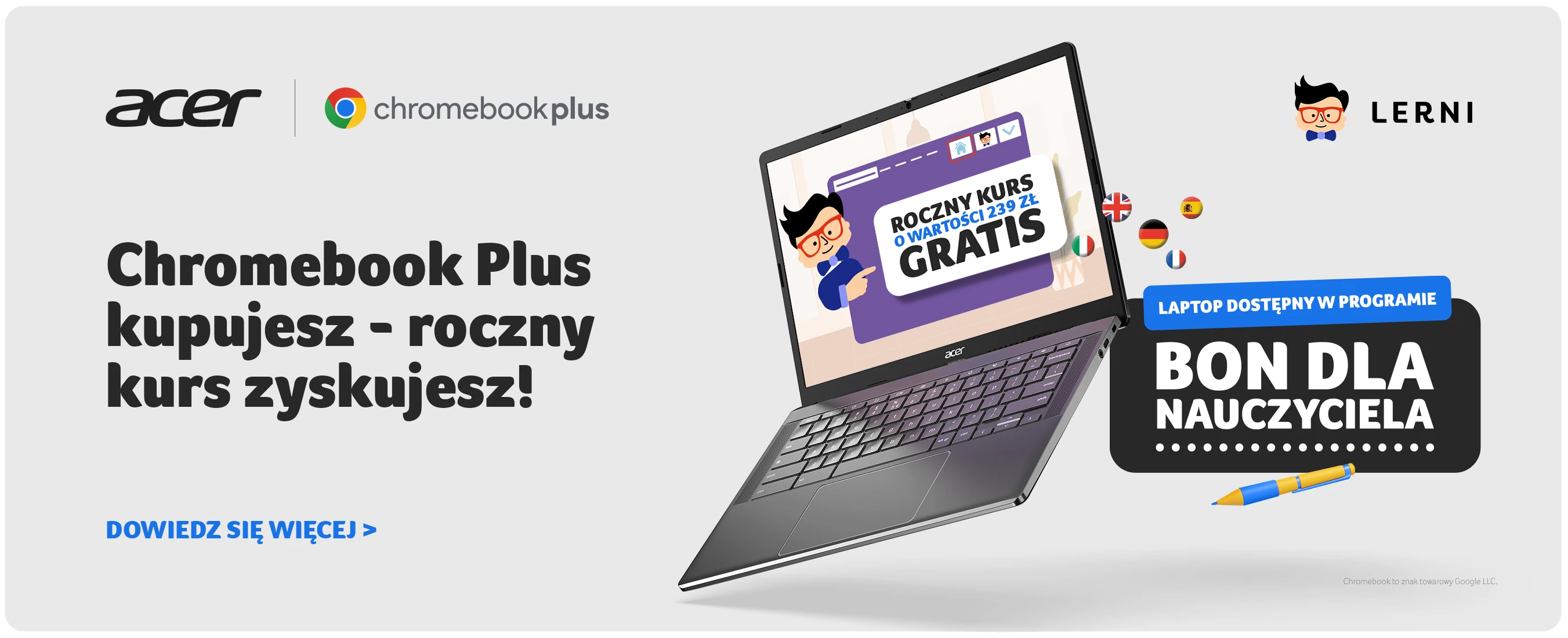 Chromebook Plus kupujesz - roczny kurs zyskujesz!